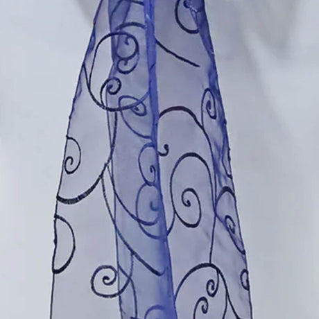 10 Pieces Embroidered Organza Chair Sashes in Deep Navy Blue Elegant Event Accent 8"x108"