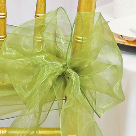 10 Pieces Moss Green Organza Chair Sashes 8"x108" Elegant Wedding & Event Decor