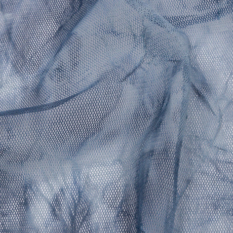 Indigo Tie Dye Crinkled Polyester Stretch Tulle