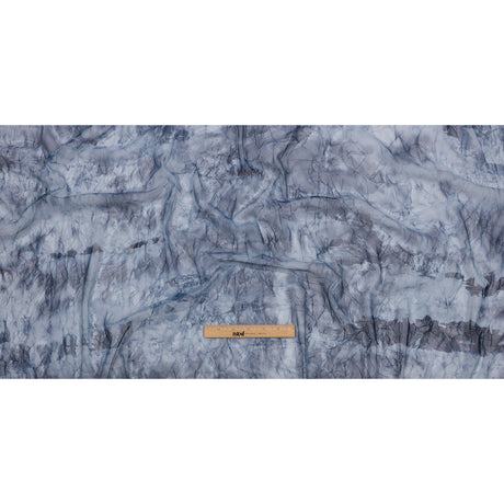 Indigo Tie Dye Crinkled Polyester Stretch Tulle