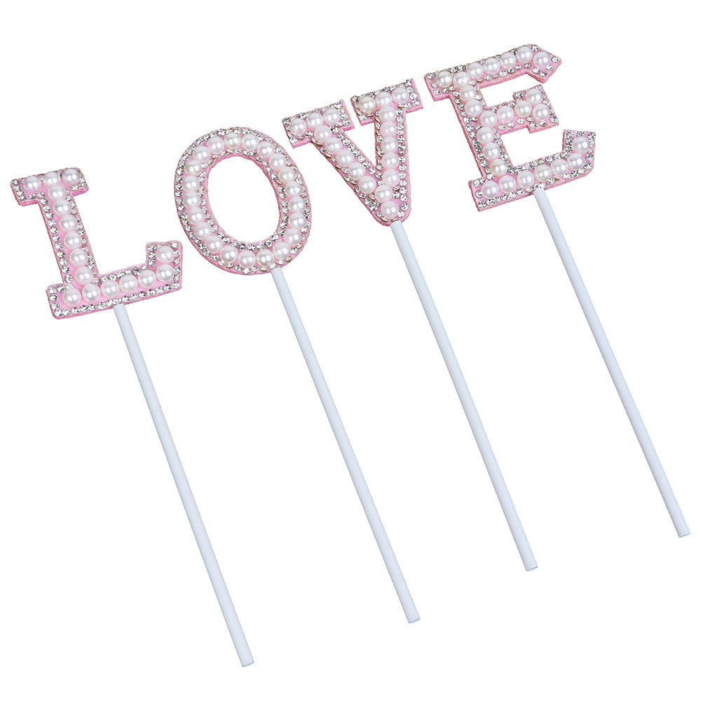 O'Creme 'LOVE' Cake Toppers, Set of 4
