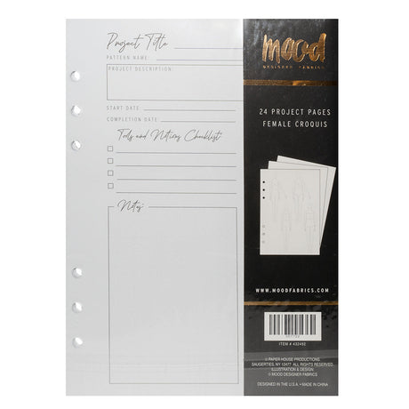 Mood Designer Sewing Planner Project Page Refills - 5.82" x 8.26", A5, 24 Pages