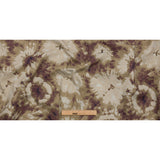 Beige, Taupe and Burgundy Tie Dye Stretch Cotton Canvas