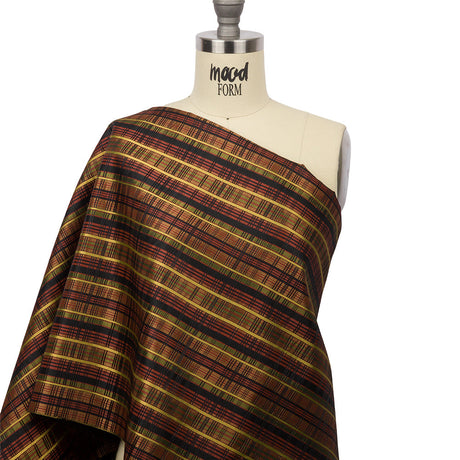 Olive, Burgundy and Black Plaid Polyester Jacquard