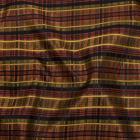 Olive, Burgundy and Black Plaid Polyester Jacquard