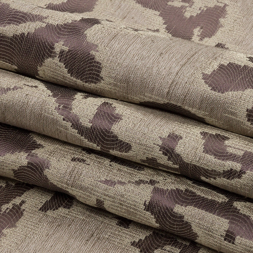 Dusty Lilac and Oatmeal Abstracted Leaves Polyester Jacquard