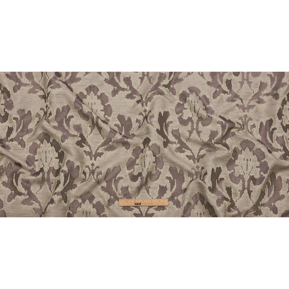 Dusty Lilac and Oatmeal Abstracted Leaves Polyester Jacquard