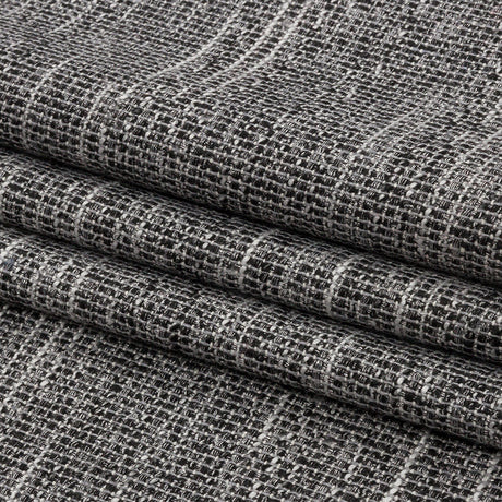 Black, White and Silver Metallic Polyester Tweed