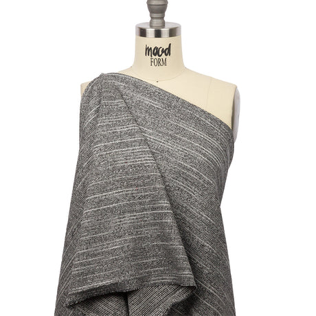 Black, White and Silver Metallic Polyester Tweed