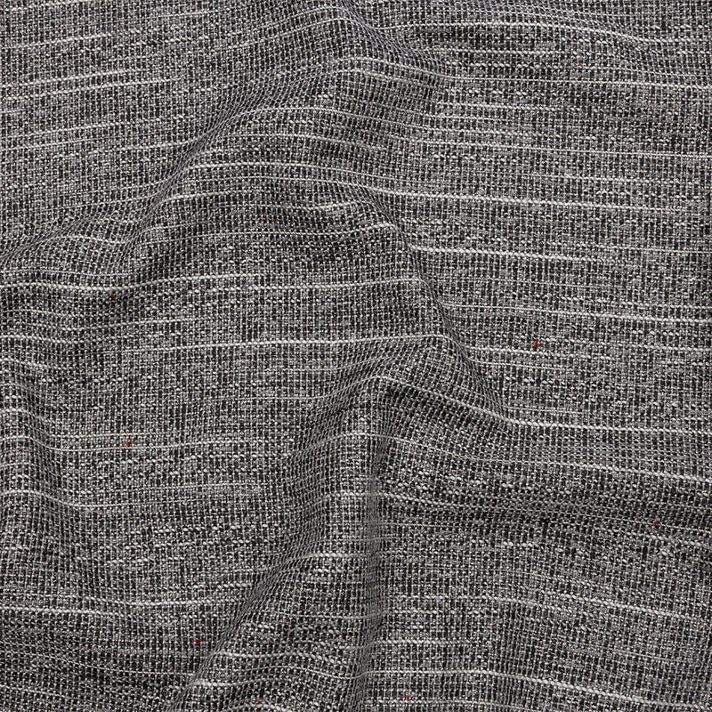 Black, White and Silver Metallic Polyester Tweed