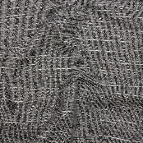 Black, White and Silver Metallic Polyester Tweed