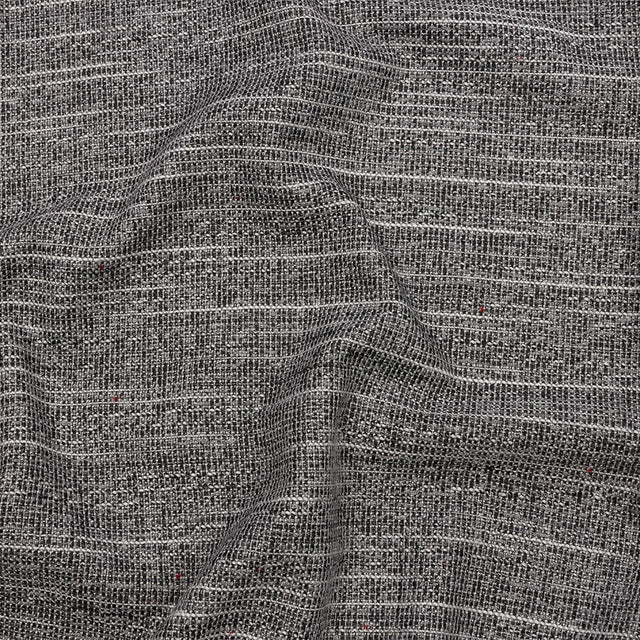 Black, White and Silver Metallic Polyester Tweed