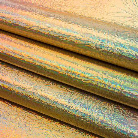 Crinkled Mirror Vinyl with Fabric Backing - Holographic Gold - Ingot Collection