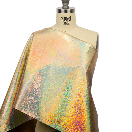 Crinkled Mirror Vinyl with Fabric Backing - Holographic Gold - Ingot Collection