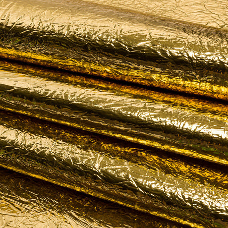 Crinkled Mirror Vinyl with Fabric Backing - Gold - Ingot Collection