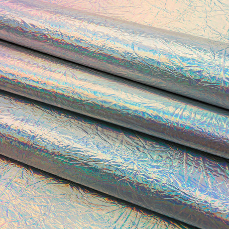 Crinkled Mirror Vinyl with Fabric Backing - Holographic Silver - Ingot Collection