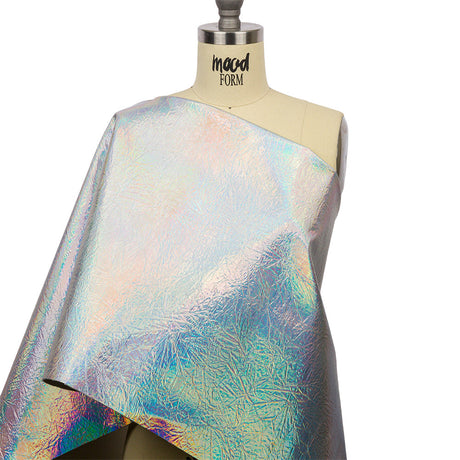 Crinkled Mirror Vinyl with Fabric Backing - Holographic Silver - Ingot Collection