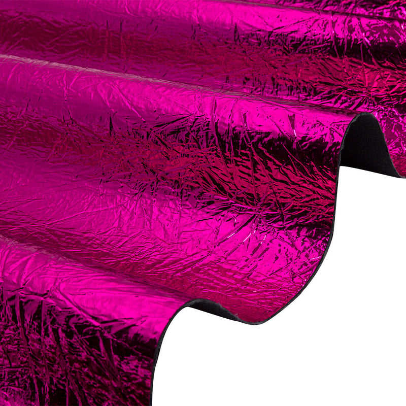 Crinkled Mirror Vinyl with Fabric Backing - Fuchsia - Ingot Collection