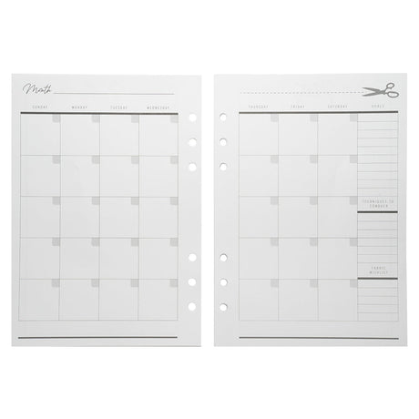 Mood Designer Sewing Planner Undated Monthly Calendar Refills - 5.82" x 8.26", A5, 12 Months