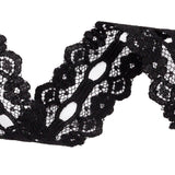 Black Floral Scalloped Lace Trim - 1.125"