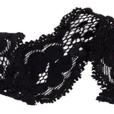 Black Floral and Scalloped Stretch Corded Lace Trim - 1.25"