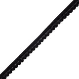 Famous NYC Designer Black Scalloped Elastic Lace Trim - 0.75"