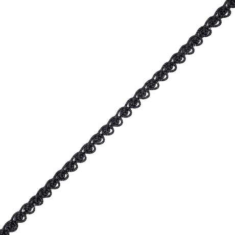 Famous NYC Designer Black and Gray Striped Swirls Gimp Braided Trim - 0.375"