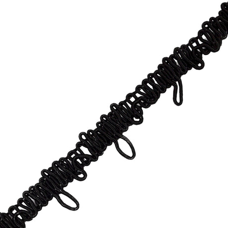 Famous NYC Designer Black Button Loop Gimp Braided Trim - 0.75"