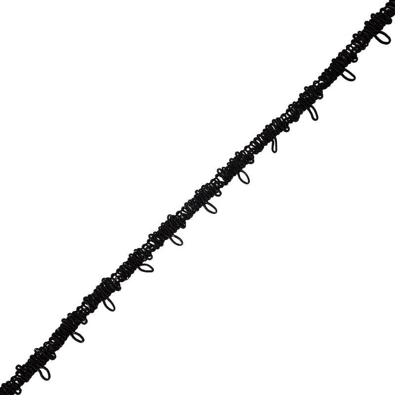 Famous NYC Designer Black Button Loop Gimp Braided Trim - 0.75"