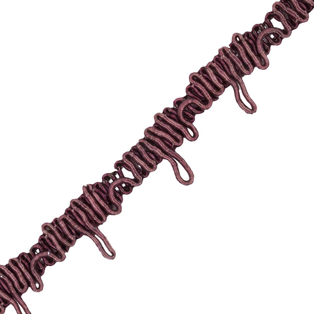 Famous NYC Designer Plum Wine Button Loop Gimp Braided Trim - 0.75"