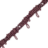 Famous NYC Designer Plum Wine Button Loop Gimp Braided Trim - 0.75"