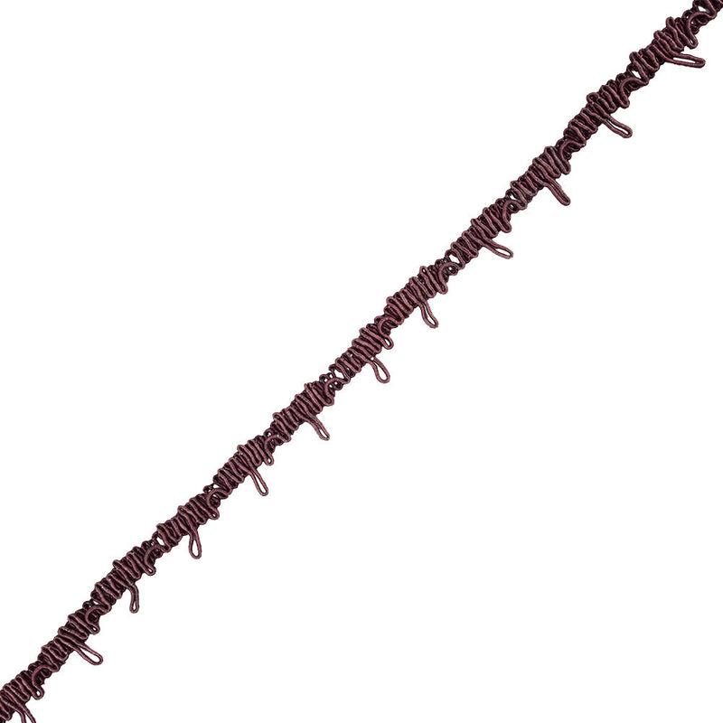 Famous NYC Designer Plum Wine Button Loop Gimp Braided Trim - 0.75"