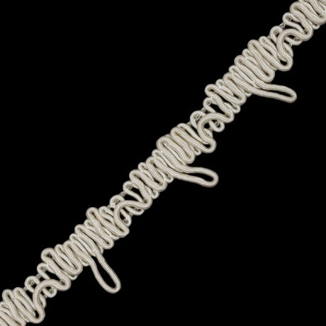 Famous NYC Designer Ivory Button Loop Gimp Braided Trim - 0.75"