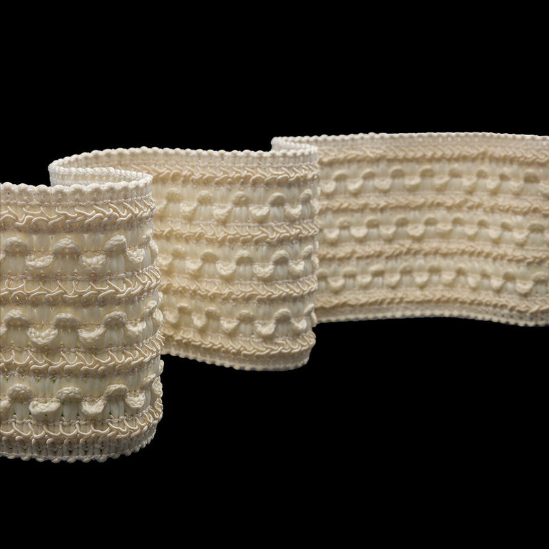 Famous NYC Designer Eggshell Waves Stretch Braided Trim - 2.75"