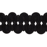 Famous NYC Designer Black Arches and Crosses Gimp Braided Trim - 1.375"