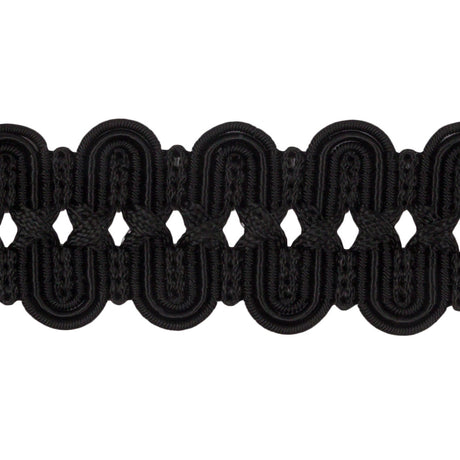 Famous NYC Designer Black Arches and Crosses Gimp Braided Trim - 1.375"