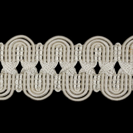 Famous NYC Designer Ivory Arches and Crosses Gimp Braided Trim - 1.375"