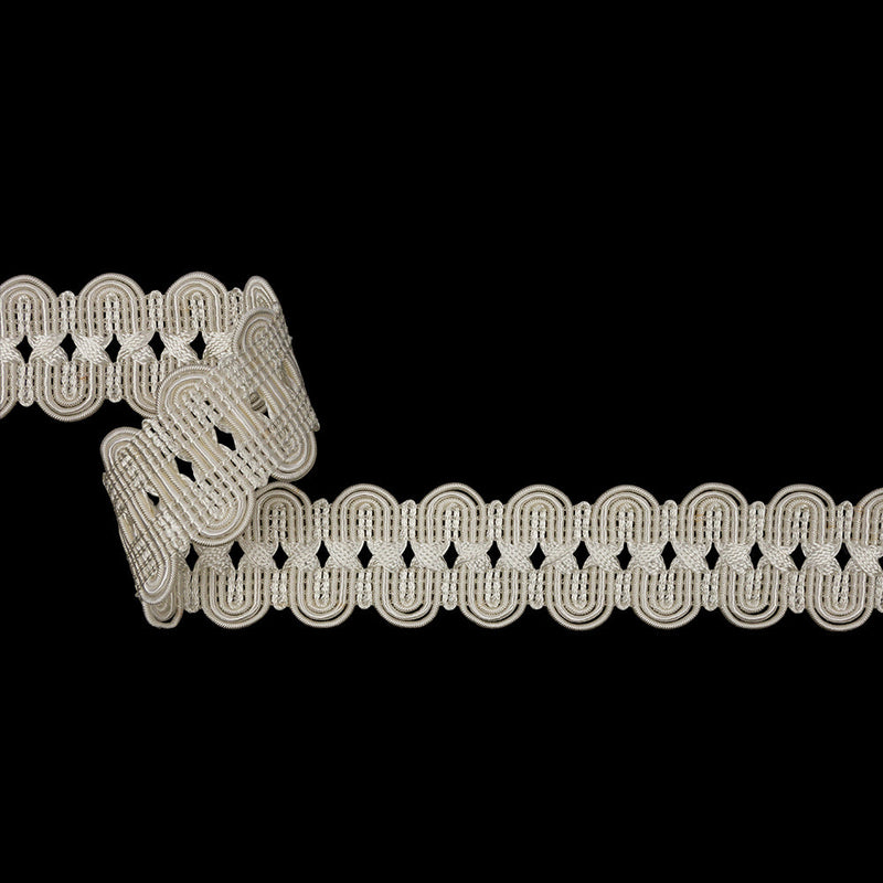 Famous NYC Designer Ivory Arches and Crosses Gimp Braided Trim - 1.375"