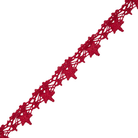 Famous NYC Designer Red Stars and Scallops Venise Lace Trim - 0.75"