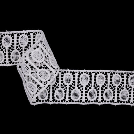 Famous NYC Designer White Tennis Rackets Cotton Venise Lace Trim - 2.125"