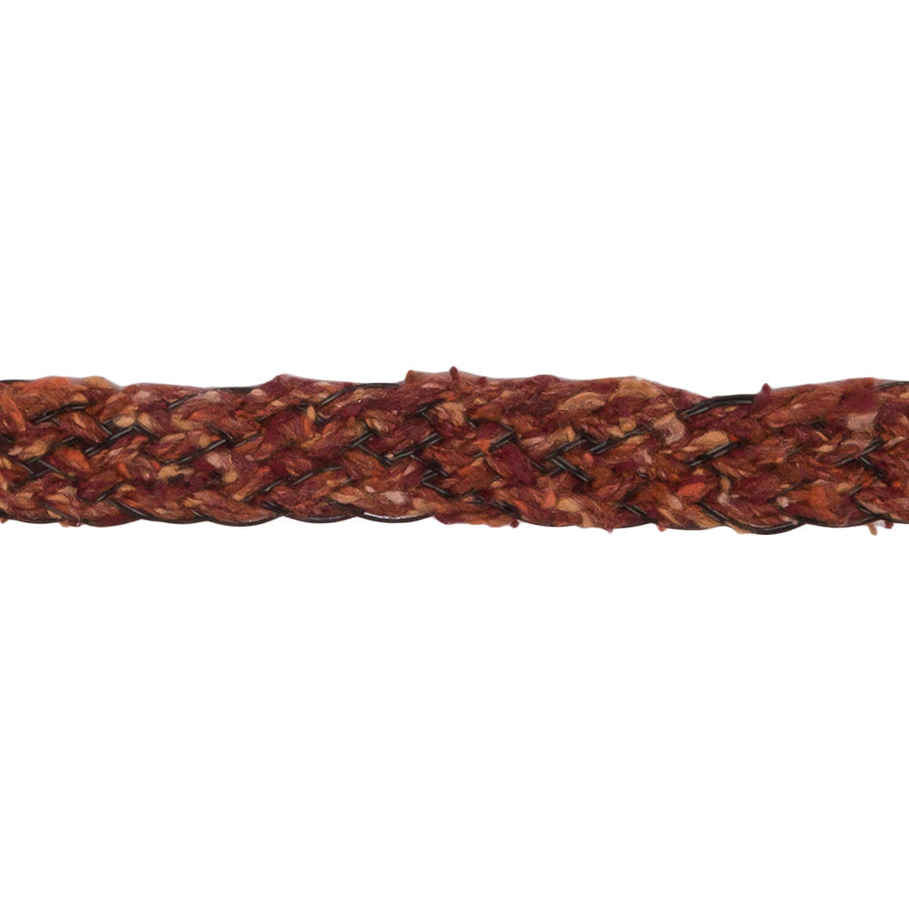 Famous NYC Designer Burnt Orange and Black Wool Boucle Braided Trim - 0.375"