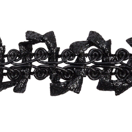 Famous NYC Designer Metallic Black Abstract Gimp Braided Trim - 1.5"