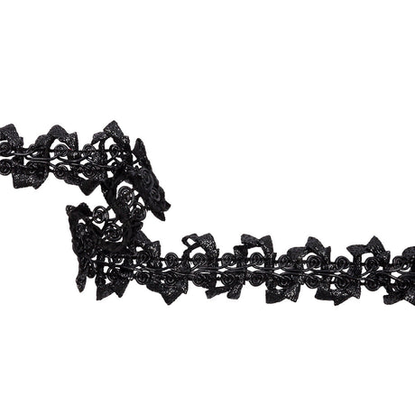 Famous NYC Designer Metallic Black Abstract Gimp Braided Trim - 1.5"