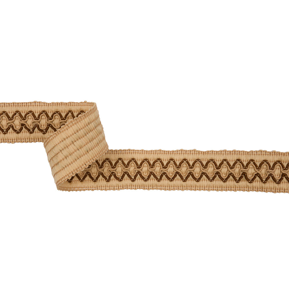 Famous NYC Designer Tan and Brown Diamonds Braided Trim - 1.25"