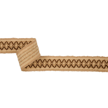Famous NYC Designer Tan and Brown Diamonds Braided Trim - 1.25"