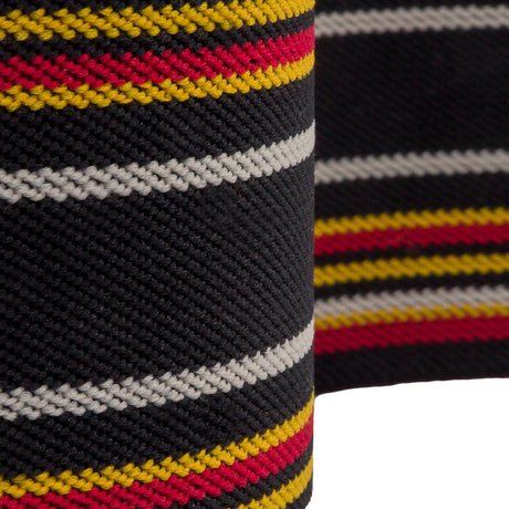 Famous NYC Designer Black, Red and Yellow Striped Stiff Elastic Trim - 3"