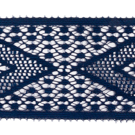 Famous NYC Designer Navy Diamonds Lace Trim - 2.125"