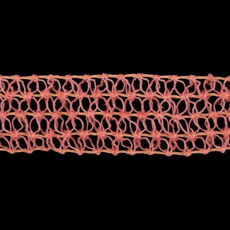 Famous NYC Designer Pink Rows of Petals Stretch Lace Trim - 1.125"