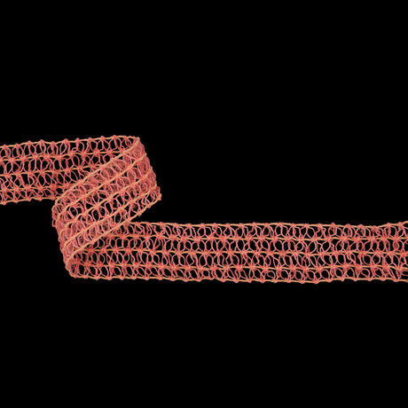 Famous NYC Designer Pink Rows of Petals Stretch Lace Trim - 1.125"
