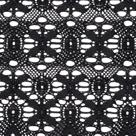 Midnight Crosses and Arches Stretch Lace Trim with Scalloped Edges - 6.5"